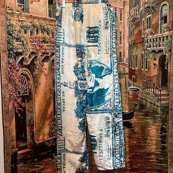 Elegant Satin Currency Print Pajama Set - Picture 4 of 5